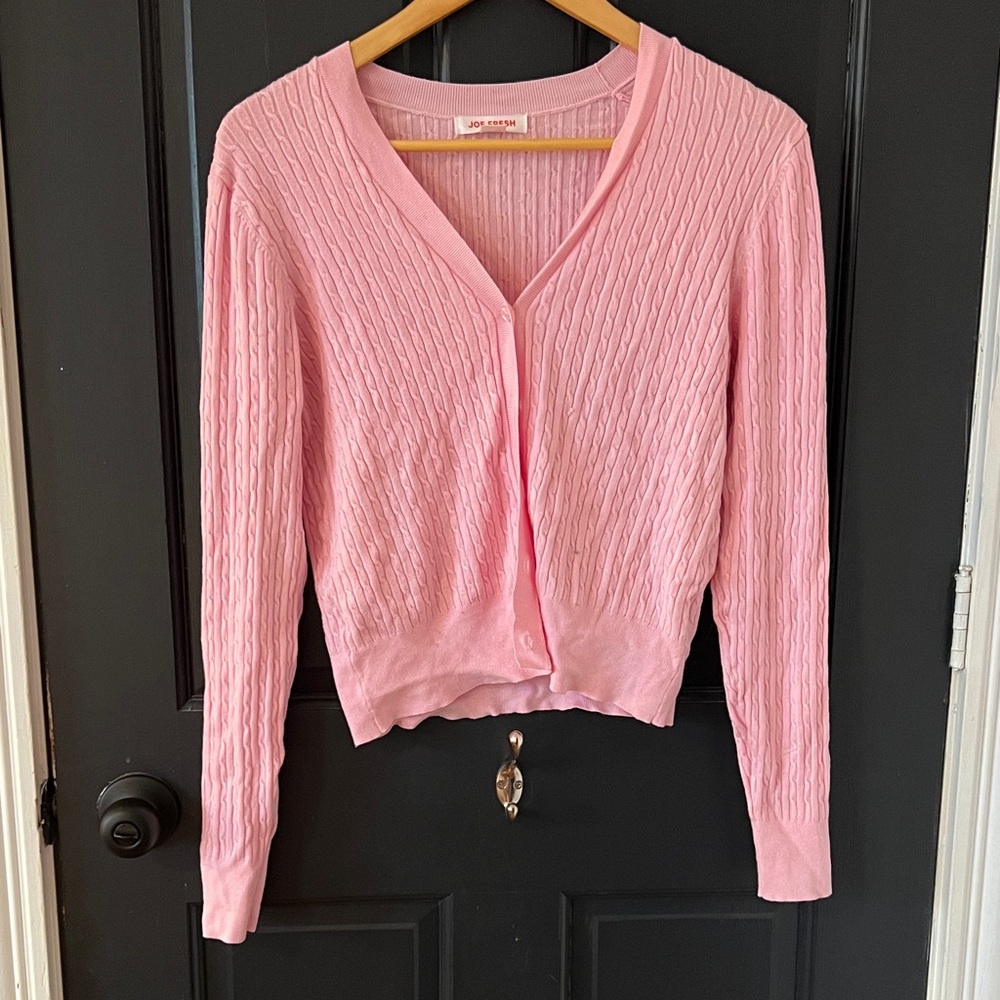 Pink Cable Knit Cardigan